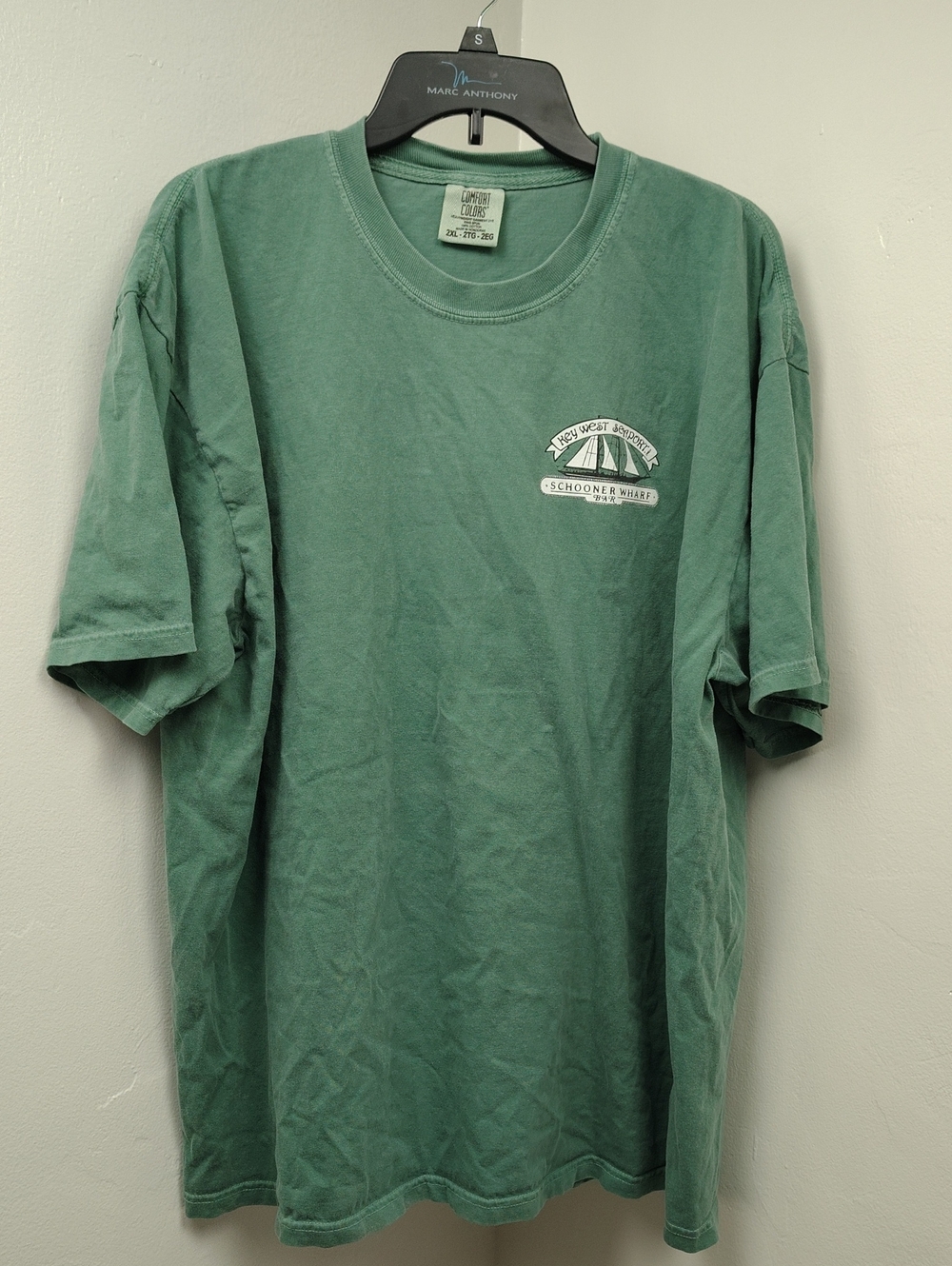 Vintage-Style Men's Green Schooner Wharf Short Sleeve T-Shirt Size 2XL